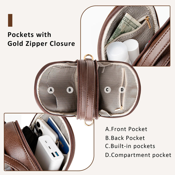 Small Crossbody Bag For Women With Handle And Adjustable Strap, Cell Phone Purse Cross Body With 2 Zipper Pockets-Coffee