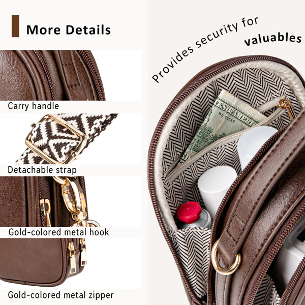Small Crossbody Bag For Women With Handle And Adjustable Strap, Cell Phone Purse Cross Body With 2 Zipper Pockets-Coffee