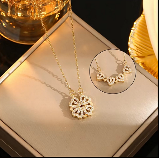 GoldenClover™ | Gold-Plated Convertible Heart Shaped Pendant Necklace